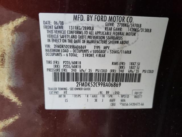 Photo 10 from auction – 2009 FORD FLEX SEL with VIN 2FMDK52C99BA06869