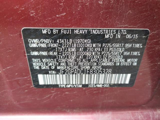 Photo 10 from auction – 2015 SUBARU XV CROSSTR with VIN JF2GPADC1F8305328
