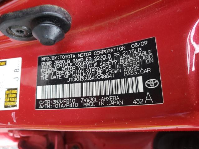 Photo 10 from auction – 2010 TOYOTA PRIUS with VIN JTDKN3DU6A0048841