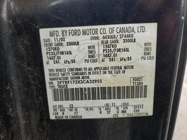 Photo 10 from auction – 2003 FORD F-150 with VIN 2FTRF172X3CA32955