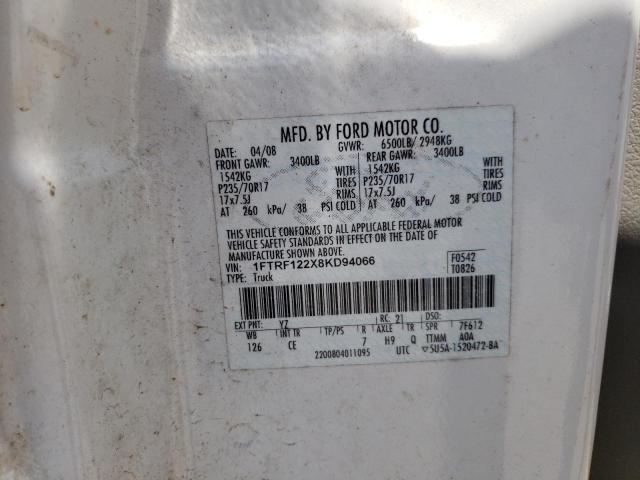 Photo 10 from auction – 2008 FORD F150 with VIN 1FTRF122X8KD94066
