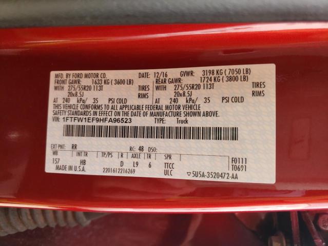 Photo 1 from auction – 2017 FORD F150 SUPER with VIN 1FTFW1EF9HFA96523