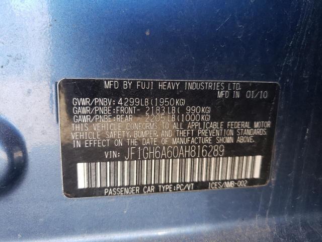 Zdjęcie 10 z aukcji – 2010 SUBARU IMPREZA 2. z VIN JF1GH6A60AH816289