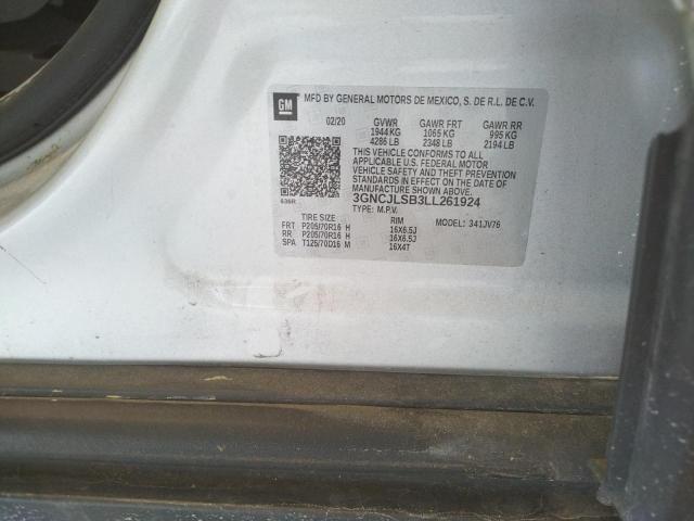 Photo 10 from auction – 2020 CHEVROLET TRAX 1LT with VIN 3GNCJLSB3LL261924