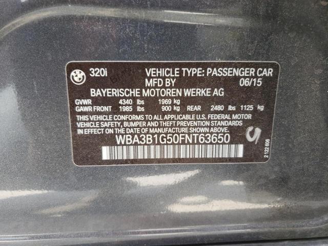 Photo 10 from auction – 2015 BMW 320 I with VIN WBA3B1G50FNT63650
