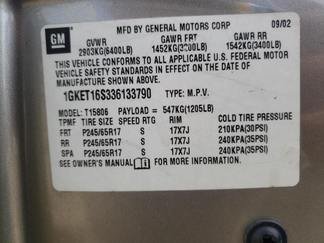 Photo 10 from auction – 2003 GMC ENVOY XL with VIN 1GKET16S336133790