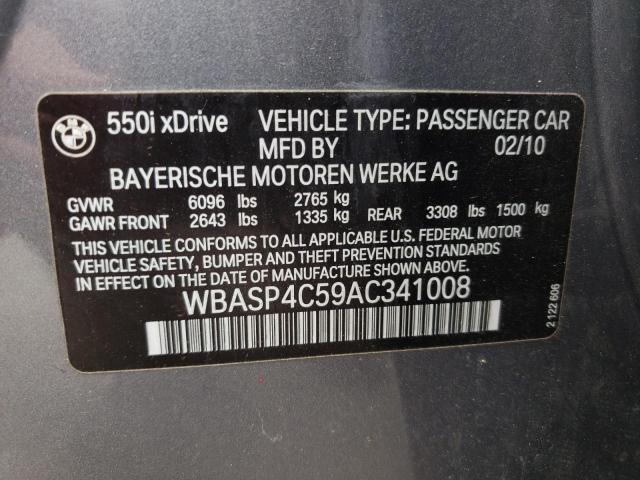 Photo 10 from auction – 2010 BMW 550 XIGT with VIN WBASP4C59AC341008