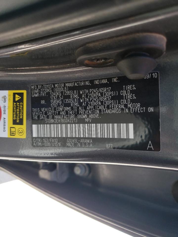 Photo 10 from auction – 2011 TOYOTA HIGHLANDER with VIN 5TDBK3EH1BS042213