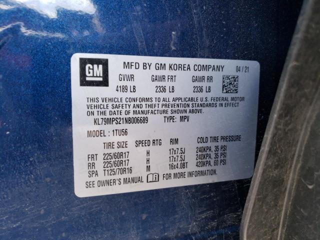 Photo 10 from auction – 2022 CHEVROLET TRAILBLAZE with VIN KL79MPS21NB006689