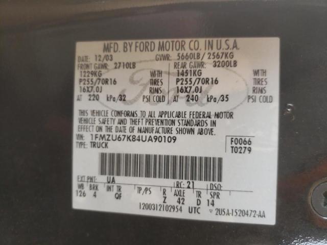 Photo 10 from auction – 2004 FORD EXPLORER S with VIN 1FMZU67K84UA90109