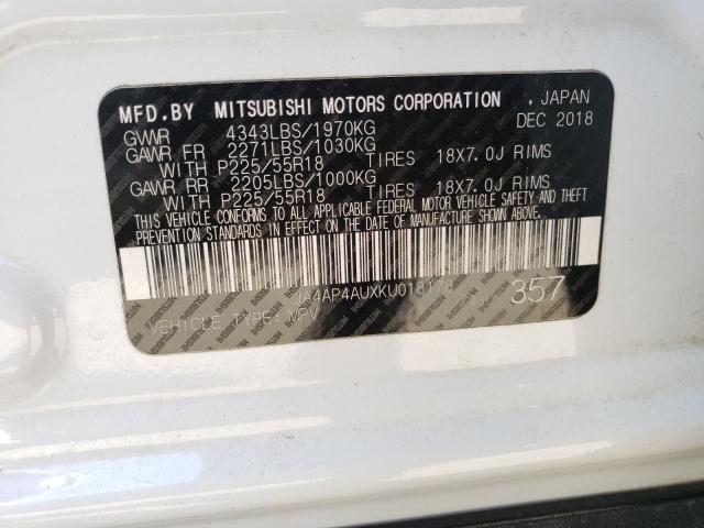 Photo 10 from auction – 2019 MITSUBISHI OUTLANDER with VIN JA4AP4AUXKU018178
