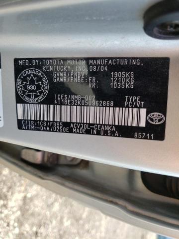 Photo 10 from auction – 2005 TOYOTA CAMRY LE with VIN 4T1BE32K05U962868