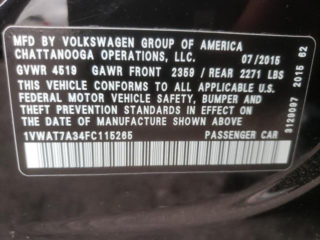 Photo 10 from auction – 2015 VOLKSWAGEN PASSAT S with VIN 1VWAT7A34FC115265