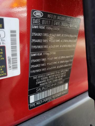Photo 10 from auction – 2017 LAND ROVER RANGE ROVE with VIN SALWZ2FE4HA139867
