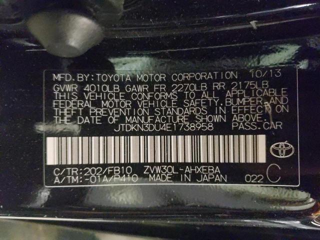 Photo 10 from auction – 2014 TOYOTA PRIUS with VIN JTDKN3DU4E1738958