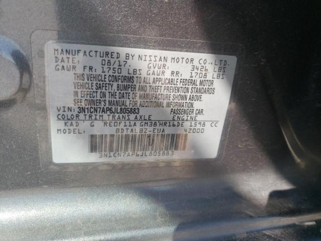 Photo 10 from auction – 2018 NISSAN VERSA S with VIN 3N1CN7AP6JL805883