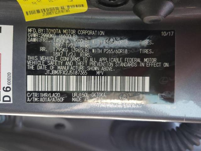 Photo 10 from auction – 2018 LEXUS GX 460 with VIN JTJBM7FX2J5187365