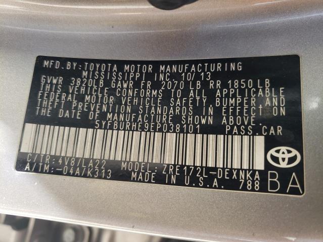 Photo 10 from auction – 2014 TOYOTA COROLLA L with VIN 5YFBURHE9EP038101