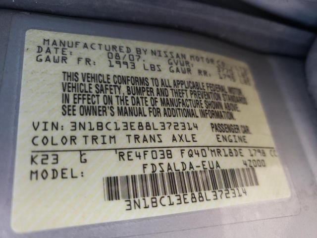 Photo 10 from auction – 2008 NISSAN VERSA S with VIN 3N1BC13E88L372314