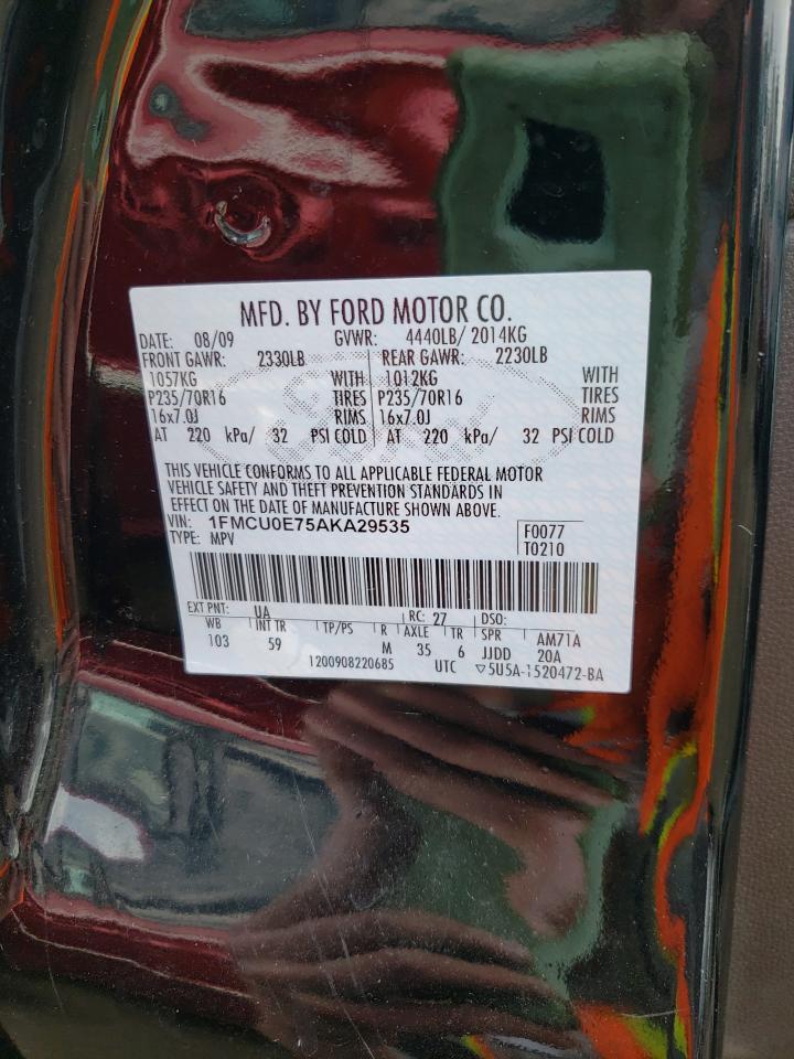 Photo 10 from auction – 2010 FORD ESCAPE LIM with VIN 1FMCU0E75AKA29535