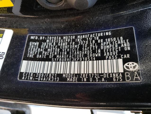 Photo 10 from auction – 2019 TOYOTA COROLLA L with VIN 5YFBURHE3KP918514