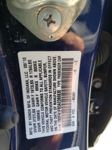 Photo 10 from auction – 2010 HONDA CIVIC EX with VIN 19XFA1F83AE086830