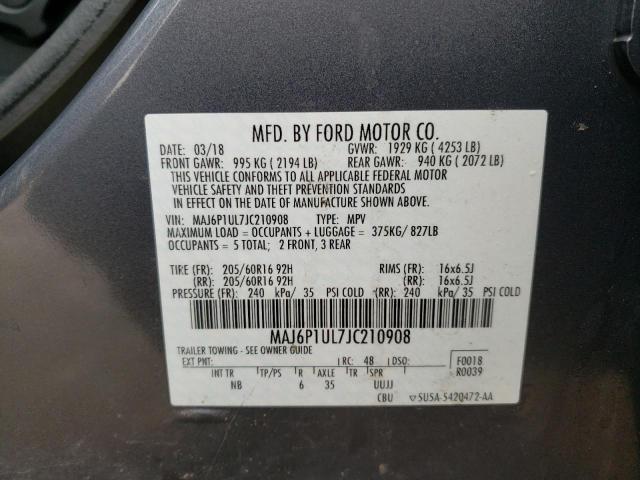 Photo 10 from auction – 2018 FORD ECOSPORT S with VIN MAJ6P1UL7JC210908