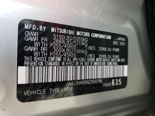 Photo 10 from auction – 2022 MITSUBISHI OUTLANDER with VIN JA4J3VA85NZ059796