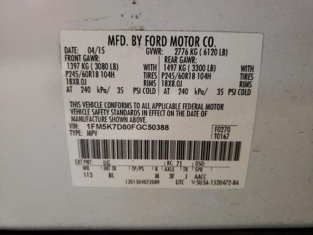 Photo 10 from auction – 2015 FORD EXPLORER X with VIN 1FM5K7D80FGC50388
