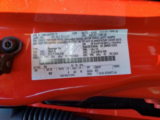 Photo 10 from auction – 2012 FORD FOCUS SE with VIN 1FAHP3K20CL182404