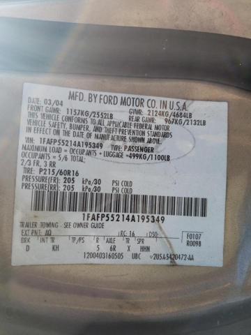Zdjęcie 10 z aukcji – 2004 FORD TAURUS SES z VIN 1FAFP55214A195349