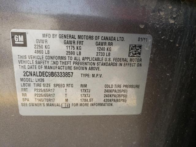 Photo 10 from auction – 2011 CHEVROLET EQUINOX LT with VIN 2CNALDEC9B6333857