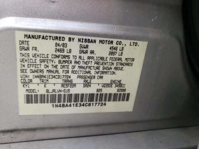 صورة رقم 10 من المزاد - 2004 NISSAN MAXIMA SE مع VIN 1N4BA41E34C817724