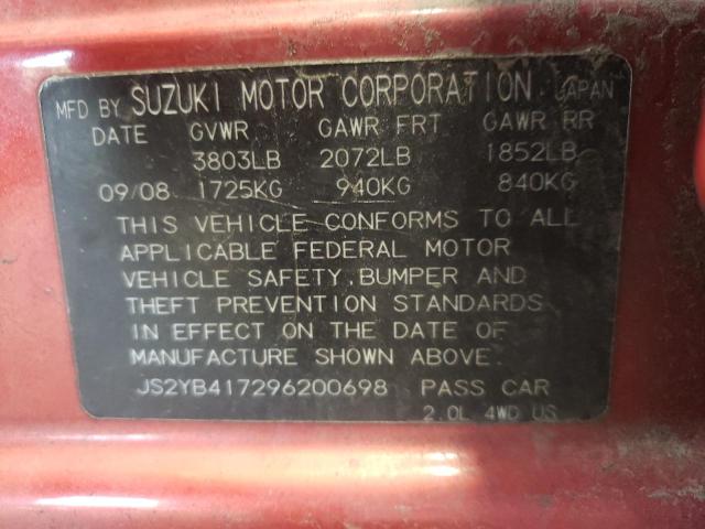 Photo 10 from auction – 2009 SUZUKI SX4 TOURIN with VIN JS2YB417296200698