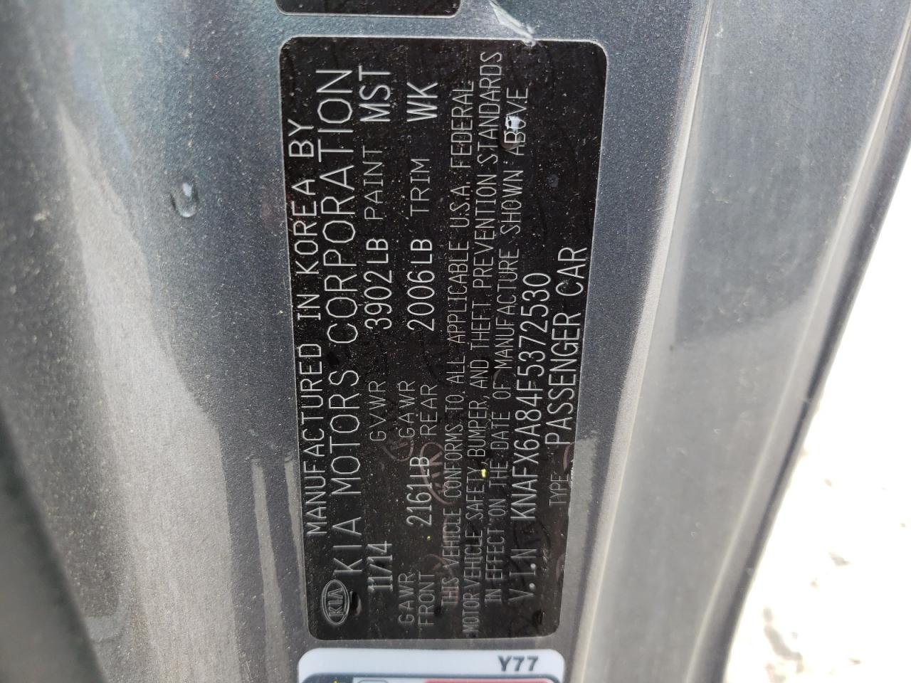 Photo 10 from auction – 2015 KIA FORTE EX with VIN KNAFX6A84F5372530
