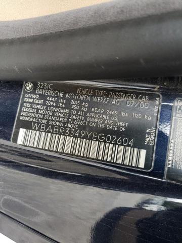 Photo 10 from auction – 2000 BMW 323 CI with VIN WBABR3349YEG02604