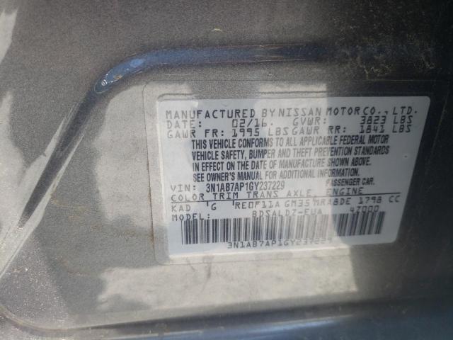 Photo 10 from auction – 2016 NISSAN SENTRA S with VIN 3N1AB7AP1GY237229