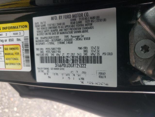 Photo 10 from auction – 2016 FORD FUSION SE with VIN 3FA6P0LU3GR125322