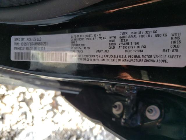 Photo 10 from auction – 2021 RAM 1500 BIG H with VIN 1C6SRFBT4MN601291