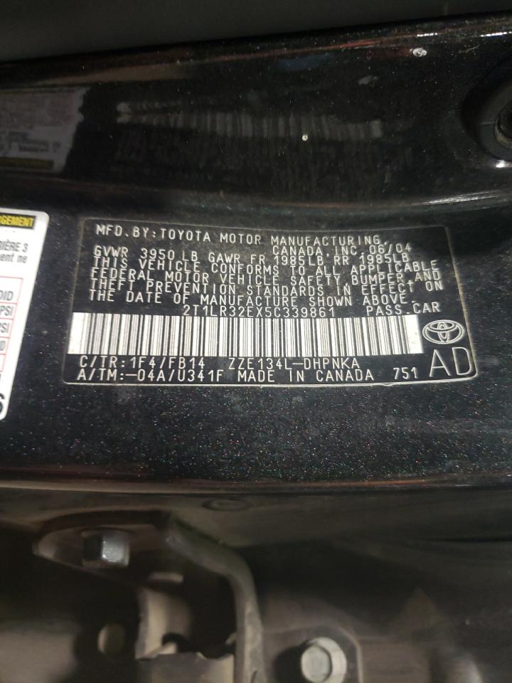 Photo 10 from auction – 2005 TOYOTA COROLLA MA with VIN 2T1LR32EX5C339861