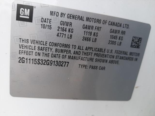 Photo 10 from auction – 2016 CHEVROLET IMPALA LT with VIN 2G1115S32G9130277