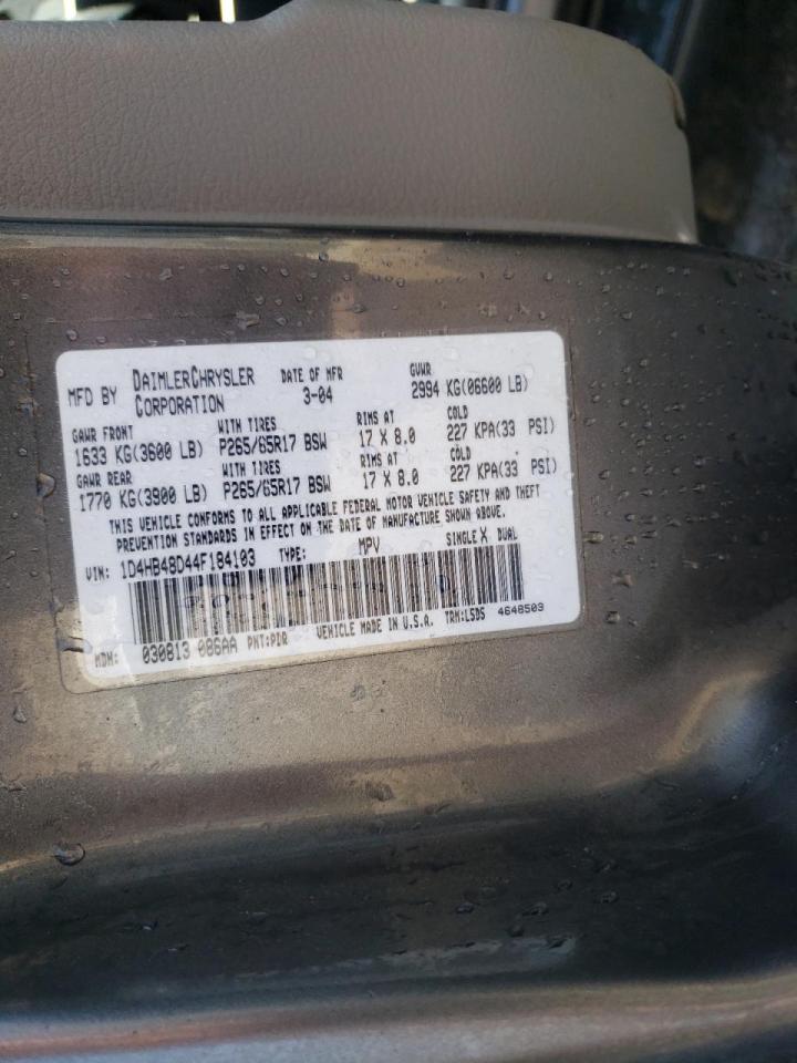 Photo 10 from auction – 2004 DODGE DURANGO SL with VIN 1D4HB48D44F184103