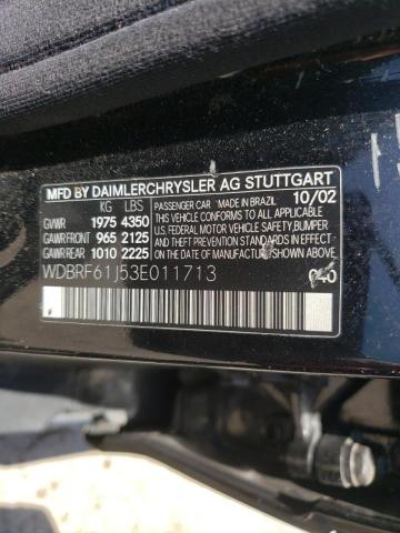 Photo 10 from auction – 2003 MERCEDES-BENZ C CLASS with VIN WDBRF61J53E011713