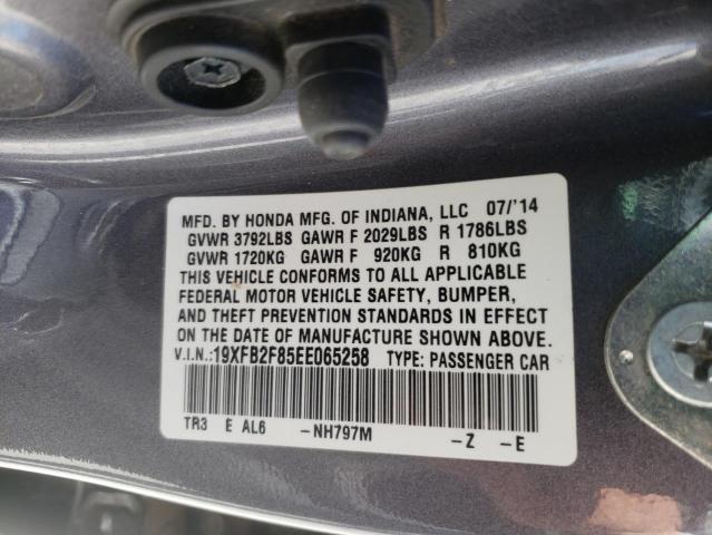 Photo 10 from auction – 2014 HONDA CIVIC EX with VIN 19XFB2F85EE065258