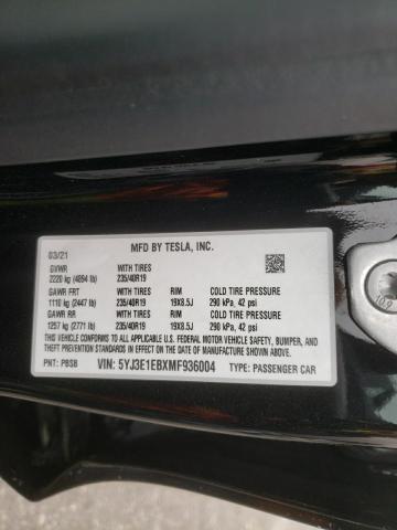 Photo 10 from auction – 2021 TESLA MODEL 3 with VIN 5YJ3E1EBXMF936004