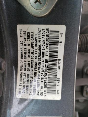 Photo 10 from auction – 2011 HONDA CIVIC LX with VIN 19XFA1F5XBE024493