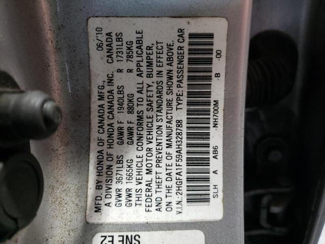 Photo 10 from auction – 2010 HONDA CIVIC LX with VIN 2HGFA1F59AH328788