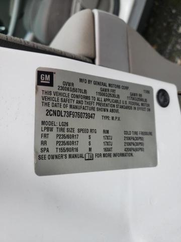 Photo 10 from auction – 2007 CHEVROLET EQUINOX LT with VIN 2CNDL73F976073947
