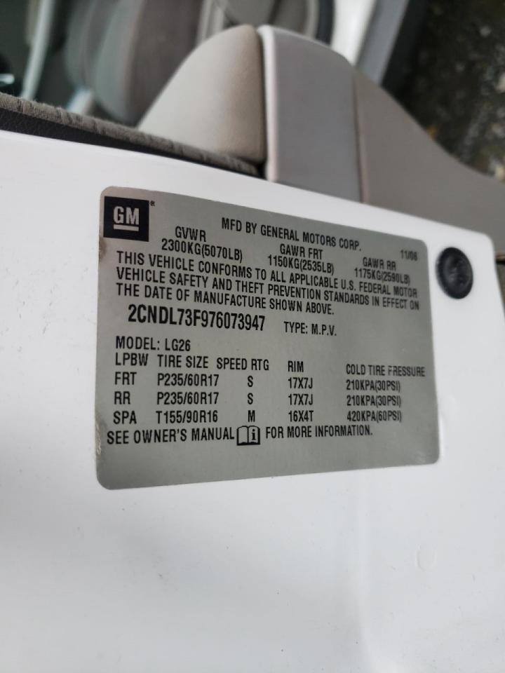 Photo 20 from auction – 2007 CHEVROLET EQUINOX LT with VIN 2CNDL73F976073947