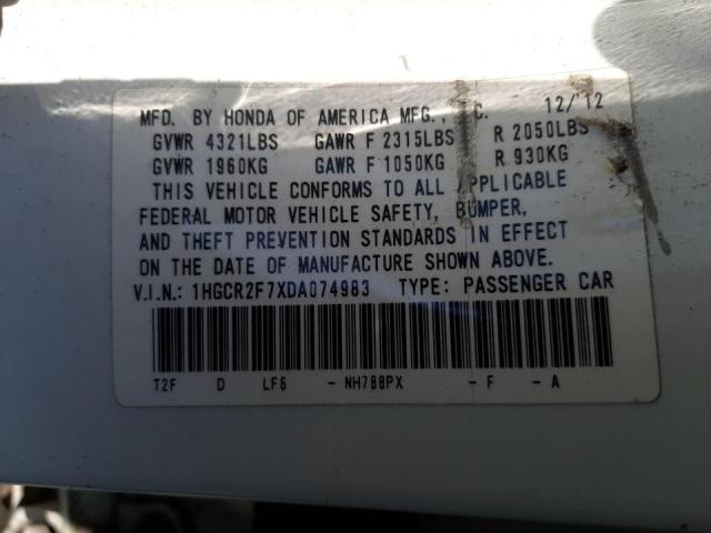 Photo 10 from auction – 2013 HONDA ACCORD EX with VIN 1HGCR2F7XDA074983